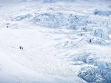 The Europeans approaching the rope fixing team on the Lhotse Face Courtesy of Elia Saikaly www.eliasaikaly.com