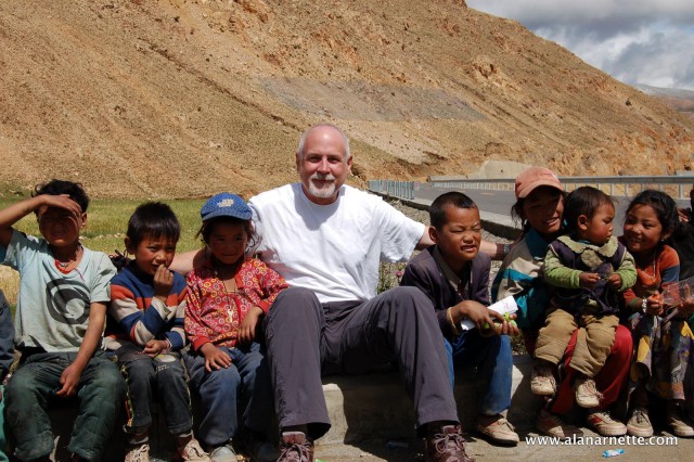 Alan with Tibetan kids for Shishapangma