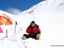 Alan making an audio dispatch to his website, alanarnette.com, from Shishapangma (26,335 feet 8,027 meters) in 2007.