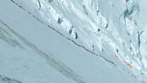 Climber line on Lhotse Face in 2012. Courtesy of Ralf Dujmovits