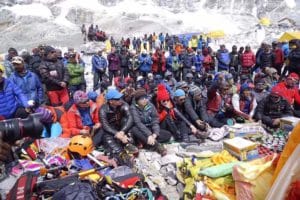 Sherpa protest at EBC 2017. courtesy of Mingma Sherpa