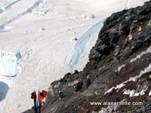 downclimbing toward glacier - derren Johnson