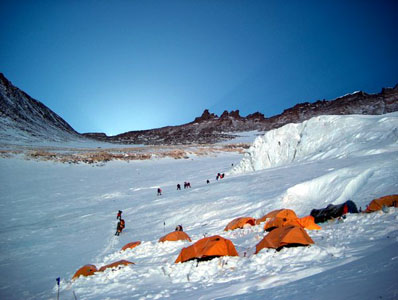 Camp 3 at sunrise on the Lhotse Face