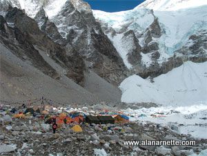 Everest southside basecamp as seen walking in