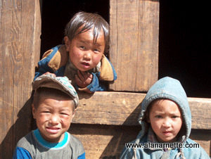 Children having fun in a village in the Khumbu