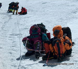 Sherpas taking a break on the Lhotse Face