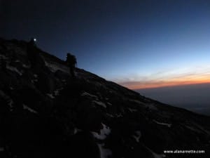 Climbing Kili at sunrise