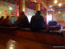 Monks inside the Tengboche Monastery