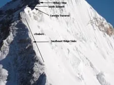 Everest Southeast Ridge in 2011 as seen from Lhotse