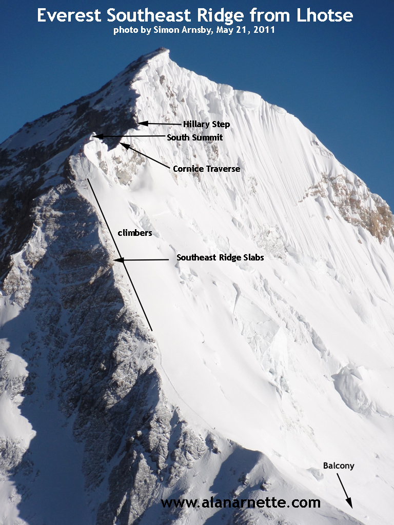 Everest Southeast Ridge in 2011 as seen from Lhotse