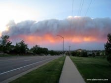 Sunset glow in smoke plume June 10, fire approaching Ft. Collins