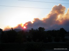 Sunset glow in smoke plume June 10, fire approaching Ft. Collins