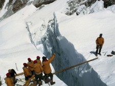 Early Everest Crevasse Crossing