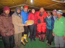Team celebration with great cake at K2 Base camp