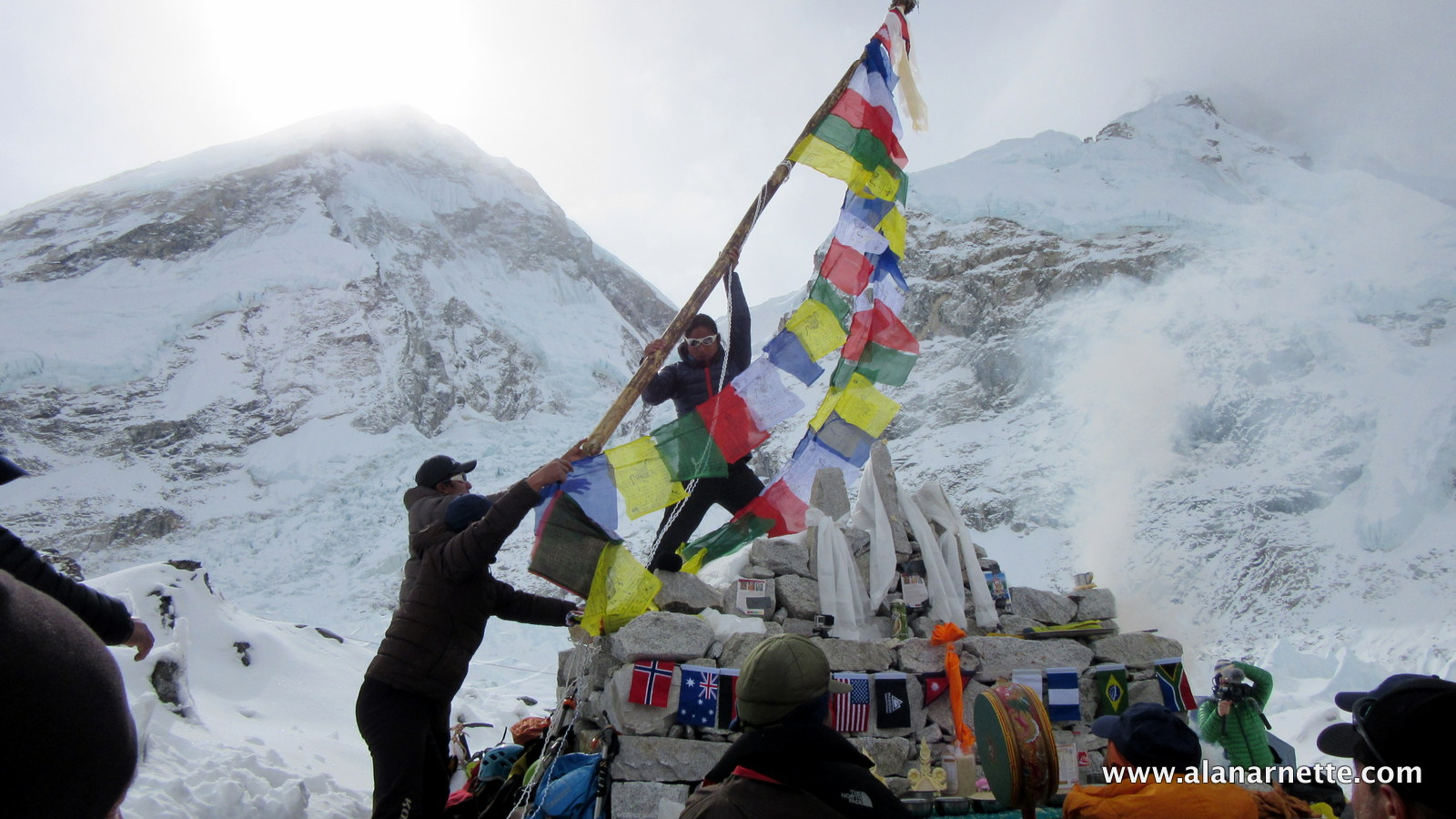 Raising Prayer Flags over Everest Base CampRaising Prayer Flags over Everest Base Camp