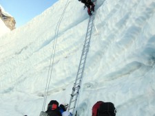 Ladders at the top of the Khumbu Icefall before earthquakeLadders at the top of the Khumbu Icefall before earthquake