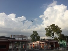 Relief helicopters over Kathmandu