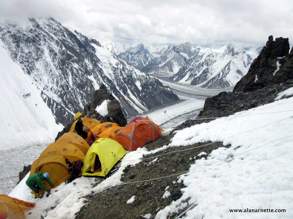 Tight space at Camp 1 on K2