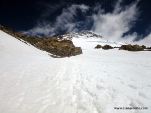 Snow slopes above ABC on K2 Abruzzi route