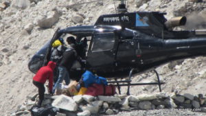 Helicopter at Everest Base Camp
