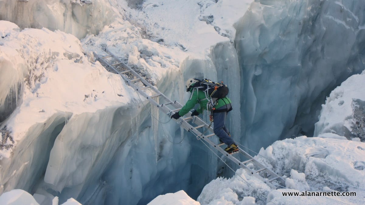 Kami climbing in the Khumbu Icefall 2016