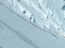Climber line on Lhotse Face in 2012. Courtesy of Ralf Dujmovits 