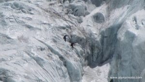 Climbers in the Khumbu Icefall