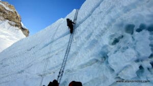Climbing in the Khumbu Icefall