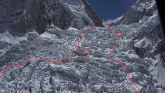 New Icefall route 2015. Courtesy of Maddison Mountaineering
