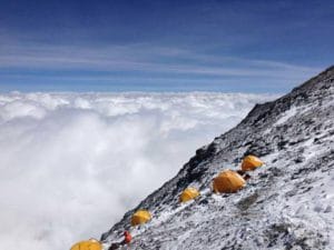 Camp 3 at 8300 meters on Everest North Side. courtesy of Transcend Adventures