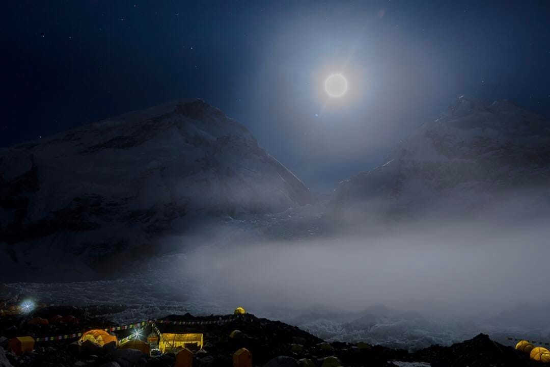 full moon above the Khumbu icefall. courtesy of Ben Jones