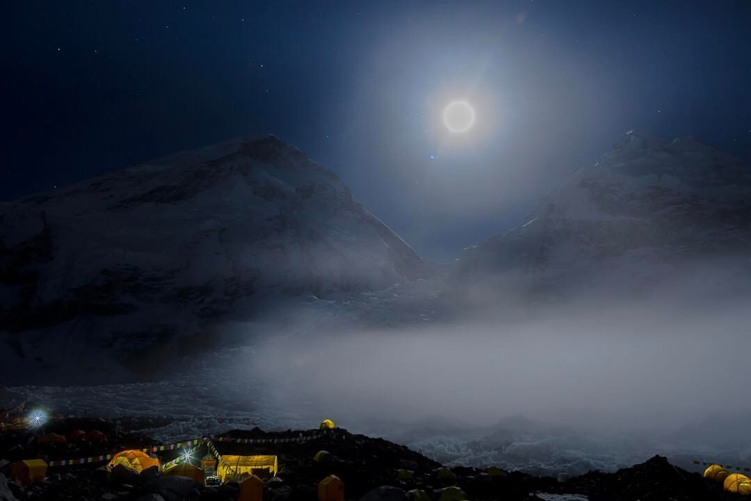 full moon above the Khumbu icefall. courtesy of Ben Jones