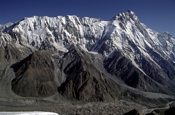 The Mazeno Ridge of Nanga Parbat. The giant Rupal Face is on the right. by Doug Scott.