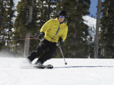 George Basch skiing on 80th birthday