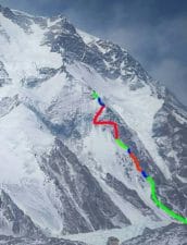 current K2 route on the Cesen Colors show progress from each rotation