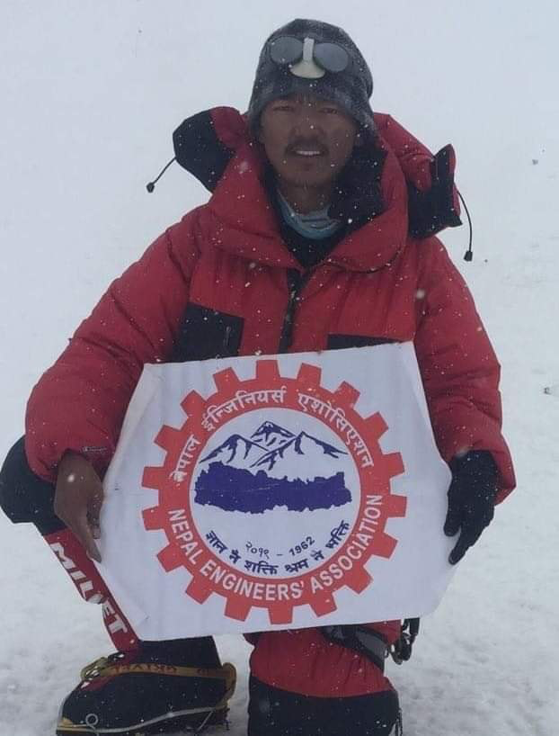 Mingma Dorjee Sherpa, son of Kami Sherpa on the summit Everest 2019