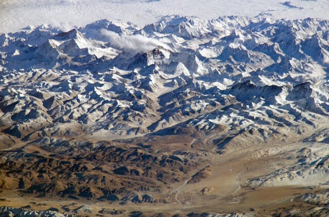 Everest plume from space courtesy of NASA