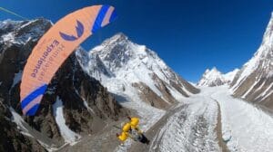 Paragliding off Broad Peak. Courtesy of Stephan Keck