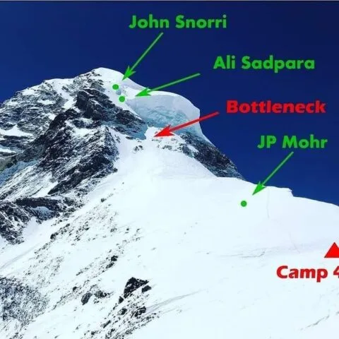 The bodies’ location, marked on a photo by Elia Saikaly. Photo shared by The Karakoram Club