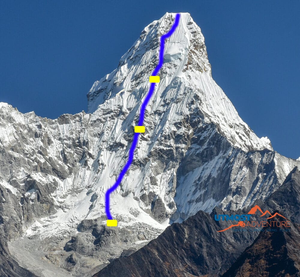 Ama Dablam west face “American Direct Route” Courtesy of Utmost