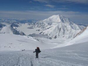 Looking Back at 14K Camp From Headwall on Denali
