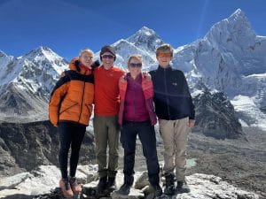 Fiona, Paul, Bianca and Ben Alder on the summit of Kala Patar
