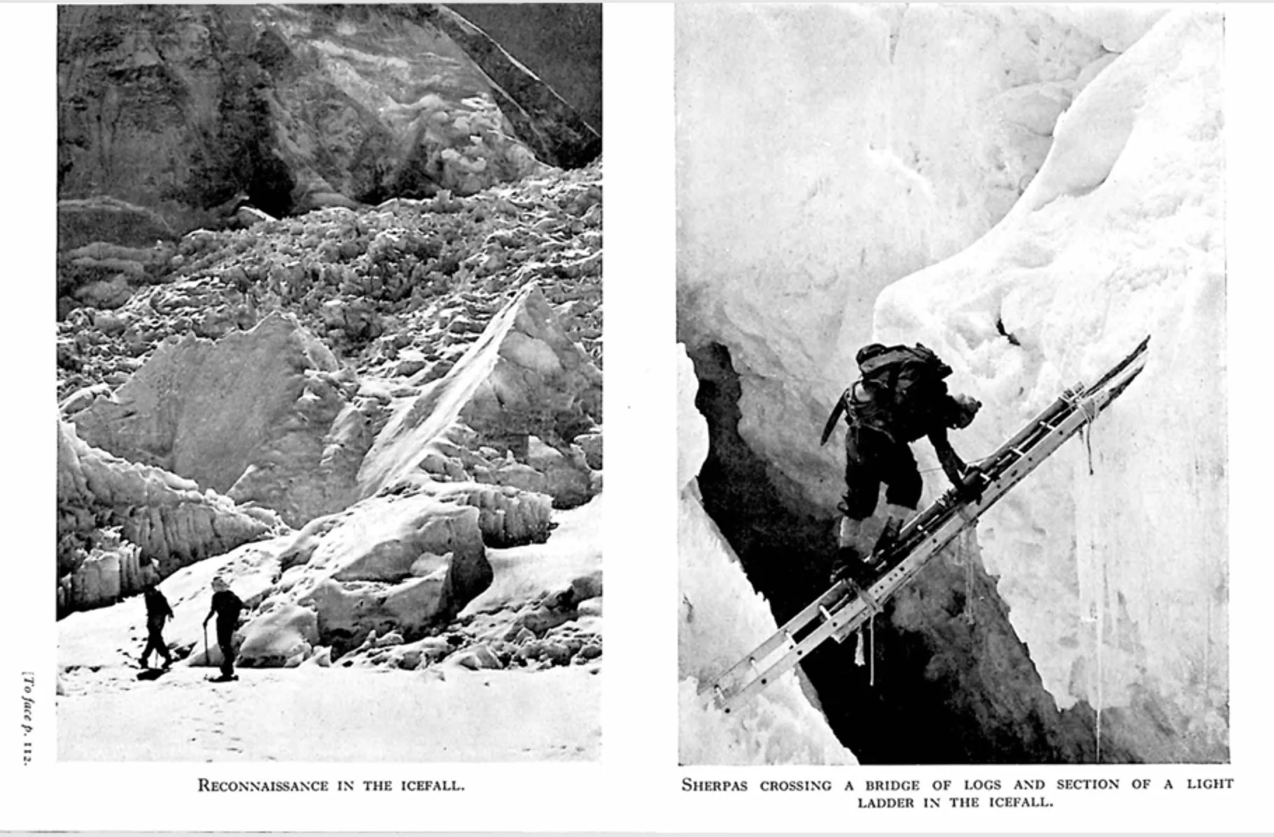 1953 Everest Climbers in the Khumbu Icefall. Courtesy of the UK Alpine Journal