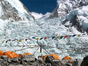 Khumbu icefall above basecamp
