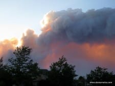 Sunset glow in smoke plume June 10, fire approaching Ft. Collins